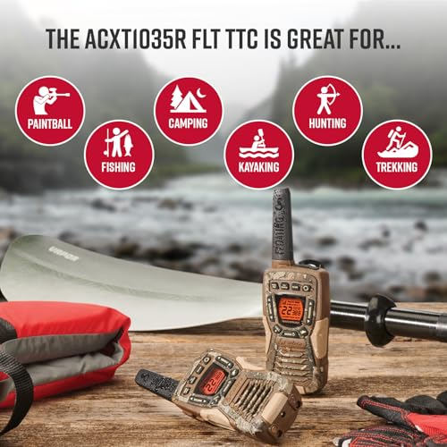 Image of Cobra ACXT1035R FLT TTC Floating and Waterproof Walkie Talkies for Adults with Compatible Cobra Surveillance Headset: Rechargeable, 22 Channels, Long-Range, 2 Two-Way Radios, 2 Headsets