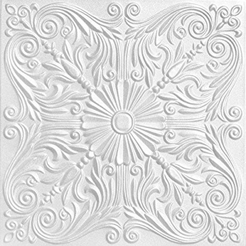 A La Maison Ceilings R139 Spanish Silver Foam Glue-up Ceiling Tile (21.6 sq. ft./Case), Pack of 8, Plain White