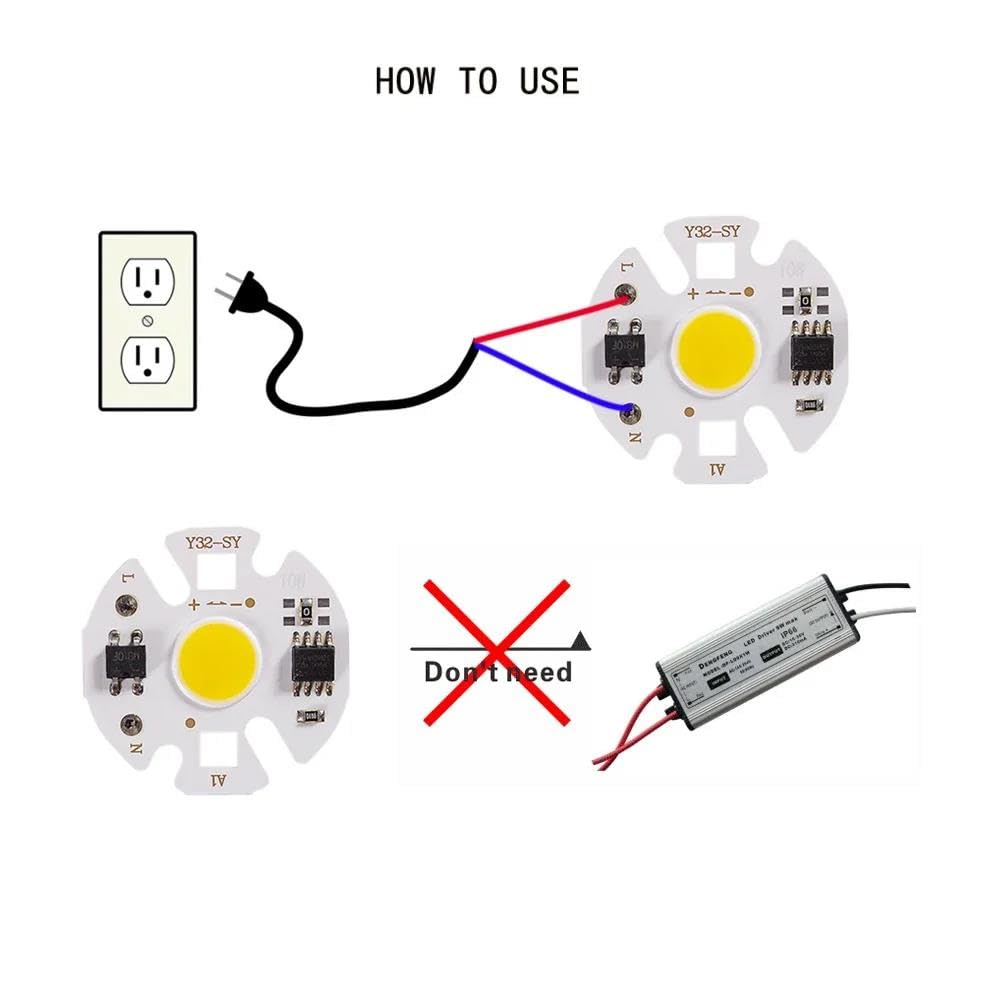 Puce Intelligente IC LED COB, 6 Pièces, Pour Bricolage, Ampoule, Spot Lumineux, Pas Besoin De Transformateur D'éclairage,Blanc Chaud,10W 6 Pièces