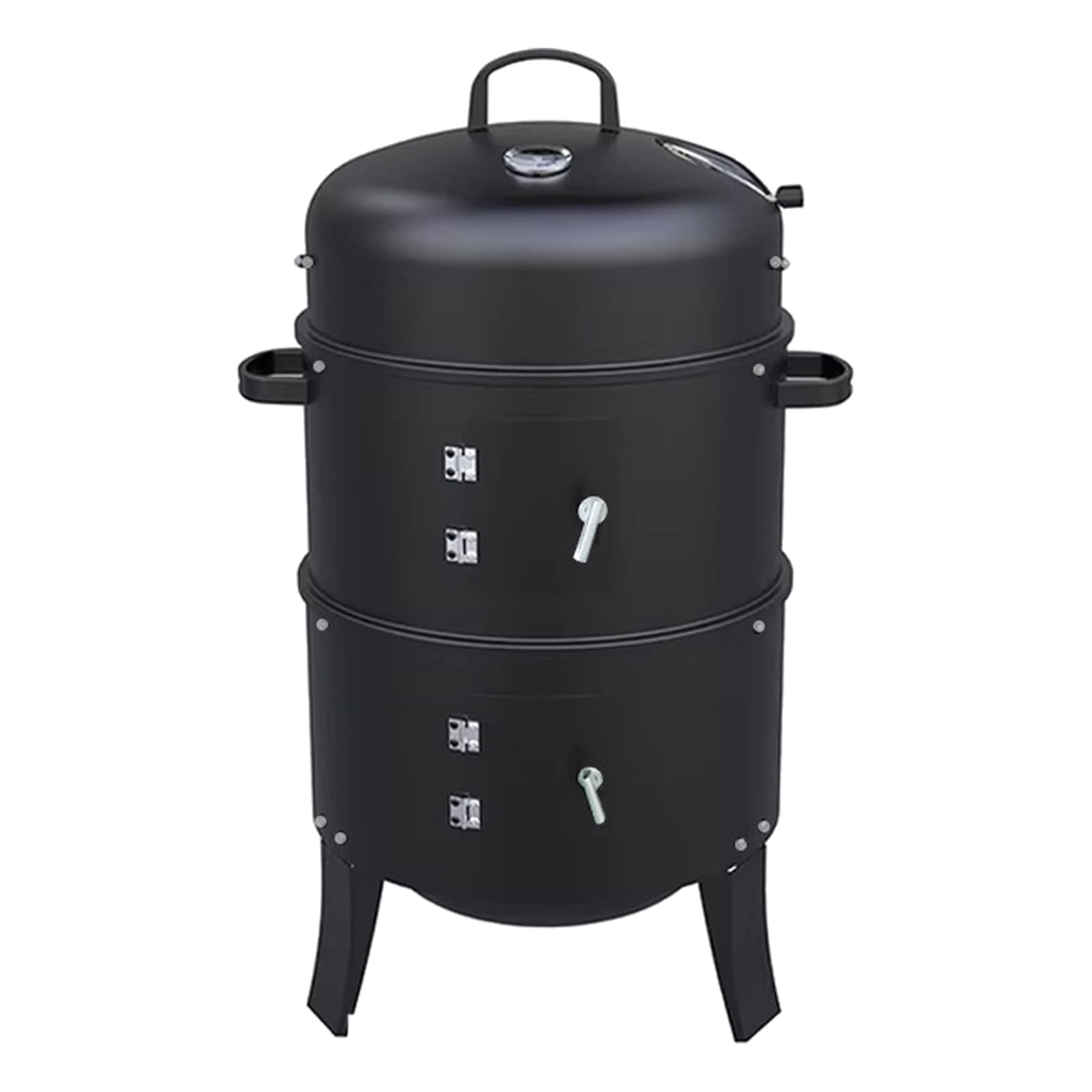 Wędzarnia BBQ, 3 w 1 Pionowy Grill na Węgiel z Pokrywką i Termometrem