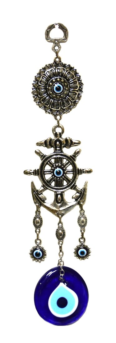 Ship's Wheel and Anchor Wall Decor-Metal/Glass