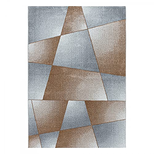 Tapis design abstrait géométrique Terra grand format pour décoration de salon