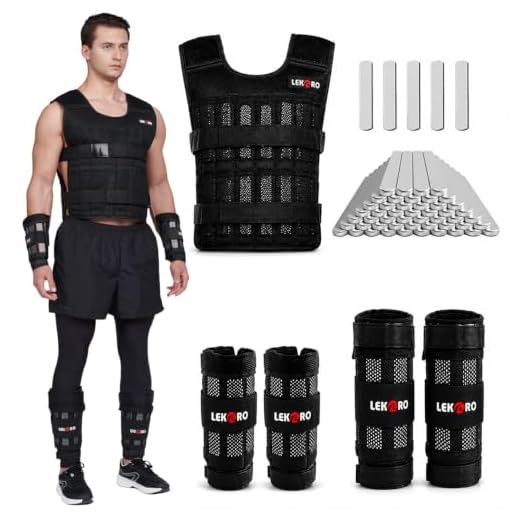 Adjustable Weighted Vest Set with Arm Weights and Leg Weights, Weight Training Workout Set, Weights Jacket & Wrist Weights & Ankle Weights (Including Weights: 96-100 Steel Plates)