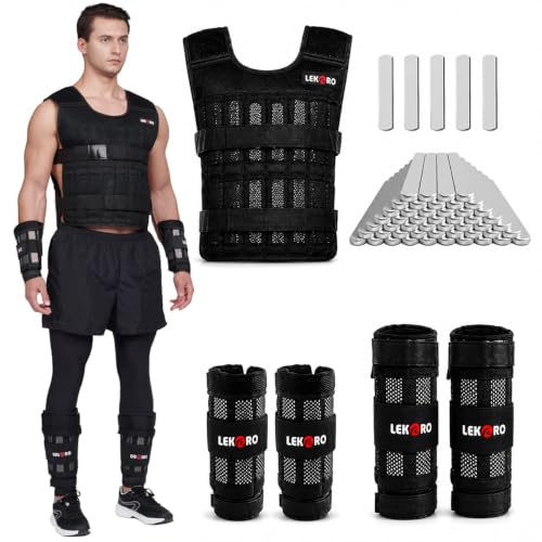 LEKARO 44lb Weighted Vest Set with Wrist & Ankle Weights