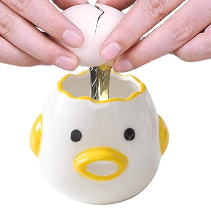 ZOEAST (TM) Egg Yolk Separator, HQ Creative Ceramics Cute Little Chicken Egg Yolk White, Funny Cartoon Style Simple and Practical Automatic Separation Baking Assistant Tool (Upgrade Yellow Chick)
