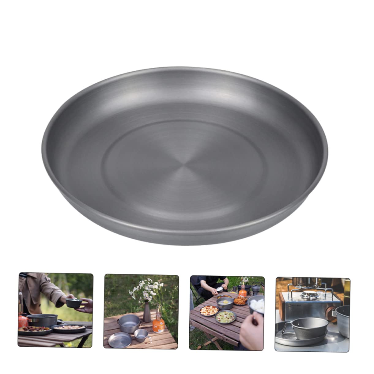 Cabilock 2-pack Aluminum Camping Plates Outdoor Bbq Picnic Pool Serving Tray Lightweight Dinnerware for Bbq Accessories