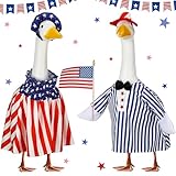 Suzile 2セット 独立記念日 ガチョウの服 7月4日 ポーチ ガチョウ服 愛国的 23インチ レッド ホワイト ブルー 衣装 衣装 芝生 屋外 庭 庭 屋外 装飾