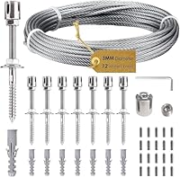 Rankhilfe aus Edelstahl für Kletterpflanzen, Profi-System als Komplettset mit Wandhaltern und 3mm Stahlseil (8 Halter, 12m Seil)
