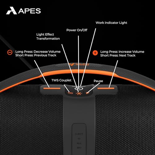 Image of APES BlastOutdoor Bluetooth Party Speaker, 8Hrs Playtime, Dynamic RGB LED's, 40W Speaker (Black)