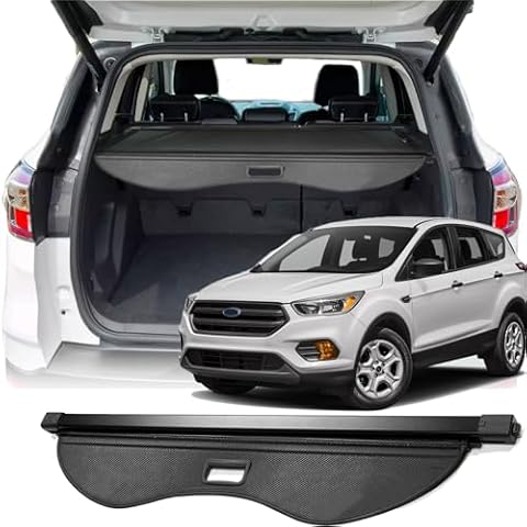 Volcaner Cargo Cover for 2013-2019 Ford Escape Accessories,for Ford Escape 2013 2014 2015 2016 2017 2018 2019 Carbon Fiber Texture Retractable Trunk Cover Security Shield Shade Luggage Privacy Screen Cover