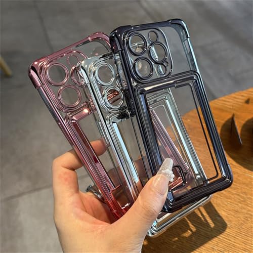Étui en silicone avec porte-carte argent pour iPhone 14 Plus et gamme Pro Max