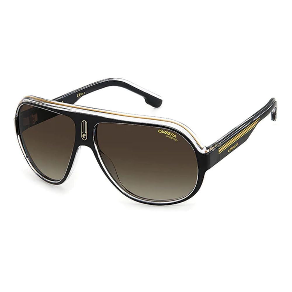Carrera CASpeedway/N/S 2M2 63MM Black-Gold/HA Brown Shaded Aviator Sunglasses for Men +BUNDLE with ACCESSORY EYEWEAR KIT