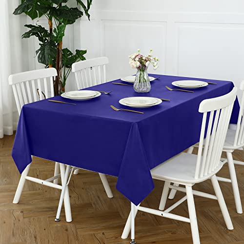 Image of Romanstile 100% Waterproof PVC Tablecloth, Rectangle Oil Spill Proof Stain Resistant Vinyl Table Cloth, Wipe Clean Plastic Table Covers for Kitchen /Dining /Parties - 60 x 102 Inch, Royal Blue