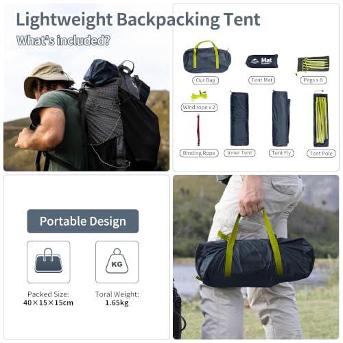 Miniatura 9 de Naturehike Tienda Ultraligera Tienda De Trekking Para 1 Persona Tienda 3-4 Temporada Para Acampar Senderismo Navy