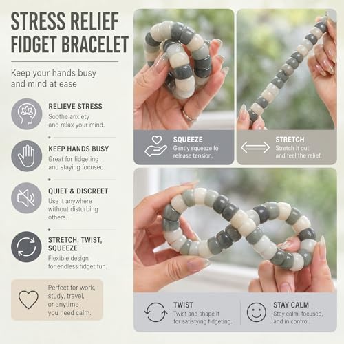 Image of Frodete Bodhi Fidget Bracelet Seed Stretch Anxiety Relief Healing Jewelry