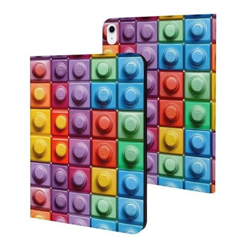 Coque iPad 11 pouces 2025 au design blocs colorés avec mise en veille auto