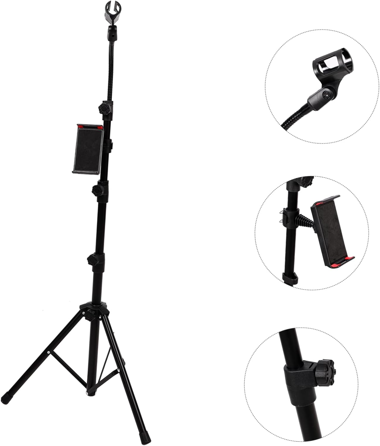 1set Adjustable Tripod Microphone Stand for Studio Stage Live Events Durable and Design Non-slip Base Compatible Microphones Includes Carry Bag