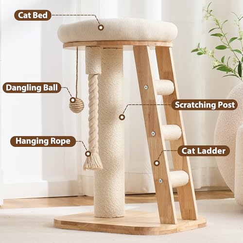 Torre para gatos moderna pequeña con rascador blanco miniatura 6