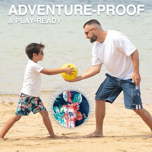 Image of Kanu Surf Boys' Toddler Troy Stripe Swim Trunks