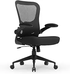 Cadeira Escritorio Ergonomica e Confortável DT3 Vita com revestimento Mesh Spandex+Tecido Softex, braço retrátil até 90º,Espuma Injetada, Certificada NR-17(Black)