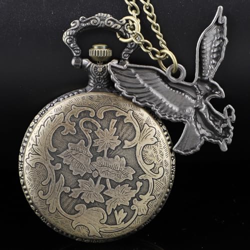 Image of Tiong Pocket Watch Pattern Vintage Quartz Pocket Watches with Chain Christmas Graduation Birthday Gifts Fathers Day