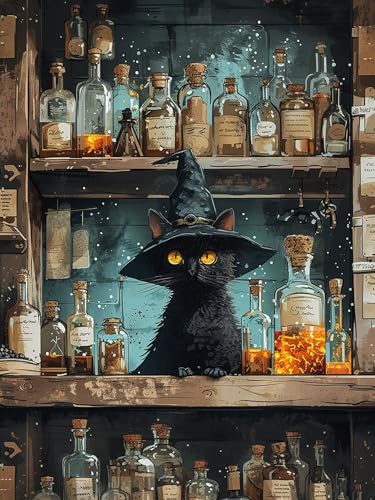 ijbnhd Black Cat Diamond Art Kits for Adults 12x16in - image 1