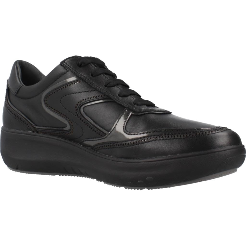 Stonefly 221574 Rock Nappa Black Sneakers Confort per Donna in Pelle Zeppa Media