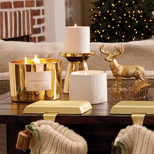 Thymes Frasier Fir Gilded Gold 3-Wick Candle - Scented Candle with a Crisp Just-Cut Forest Fragrance - Luxury Home Fragrance - Elegant Holiday Candle - Gold Jar Candle (17 oz) - Image 7