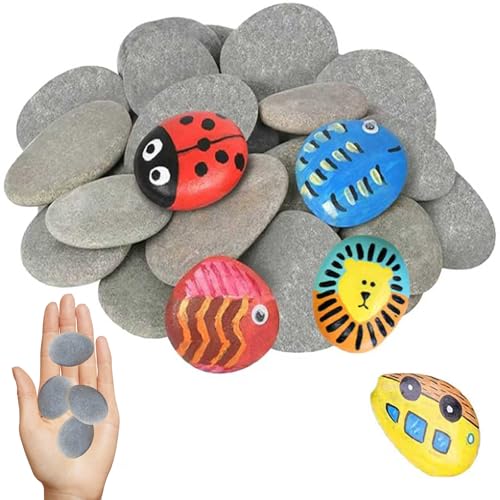 RPHONGHONG 50 PCS Pebbles for Painting 3-5 cm Rock Painting Natural Smooth Rocks for Painting Stones Rock Painting Kit for DIY Craft School Paint Project Decoration (Grey)
