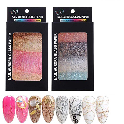 Hollow Mesh Nail Sticker 3D Gold Silver Net Line Nail Decals Foils DIY Manicure Strips Design Nail Art Decoration(2Boxs 8Color /Set)