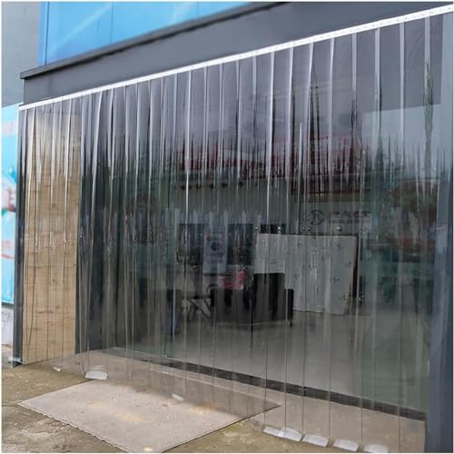 HynJGih Cortina de Tiras de PVC, Cortina de plástico Impermeable a Prueba de Viento for congeladores, partición de Puerta con Aislamiento térmico Transparente(0.9x2m)