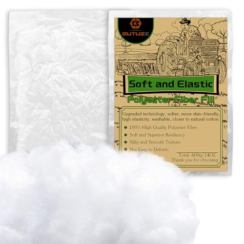 Image of BUTUZE 400g /14.1oz Polyfill Stuffing Fiber Fill, (2.1oz-4.4lb) White Premium Fiberfill Stuffing for Craft, High Resilience Crochet Stuffing, Stuffing for Stuffed Animals, Cotton Batting, Recyclable