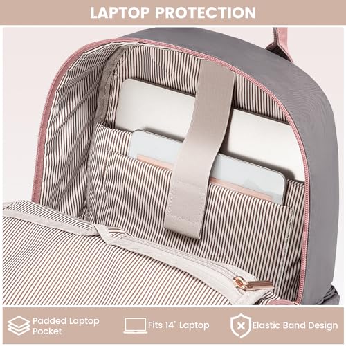 Image of LOVEVOOK Backpack Purse for Women, 14 Inch Laptop backpack Cute Waterproof Backpacks Stylish Travel Bags Vintage Daypacks with USB Port for College Work