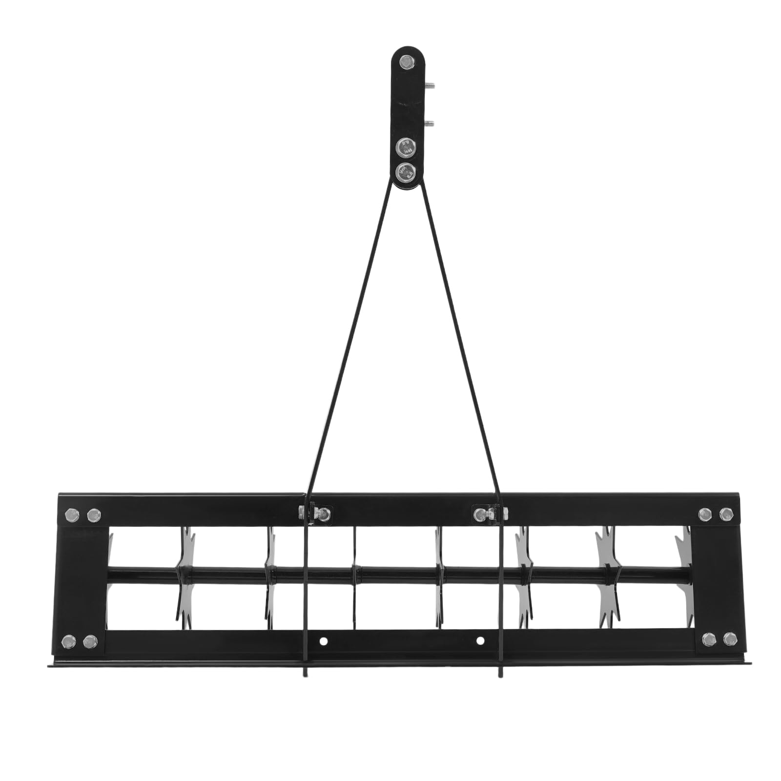 Aerifizierer 81cm für Aufsitzmäher, Geschleppter Rasenbelüfter Eisen Rasenlüfter Rasenwerkzeug mit 8 Spikes, Doppelte Brawbars, für Garten, Gras, Terrasse