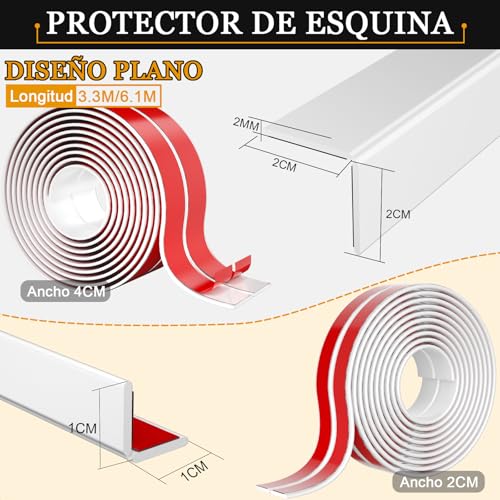 Miniatura 5 de Tiras Auto Adhesivas Protectoras Para Esquinas Tiras De Base Blandas Y Flexibles Para Puertas, Ventanas, Paredes, Cocina, Azulejos Rollo Impermeable, Fácil De Cortar, Ideal Para Manualidades