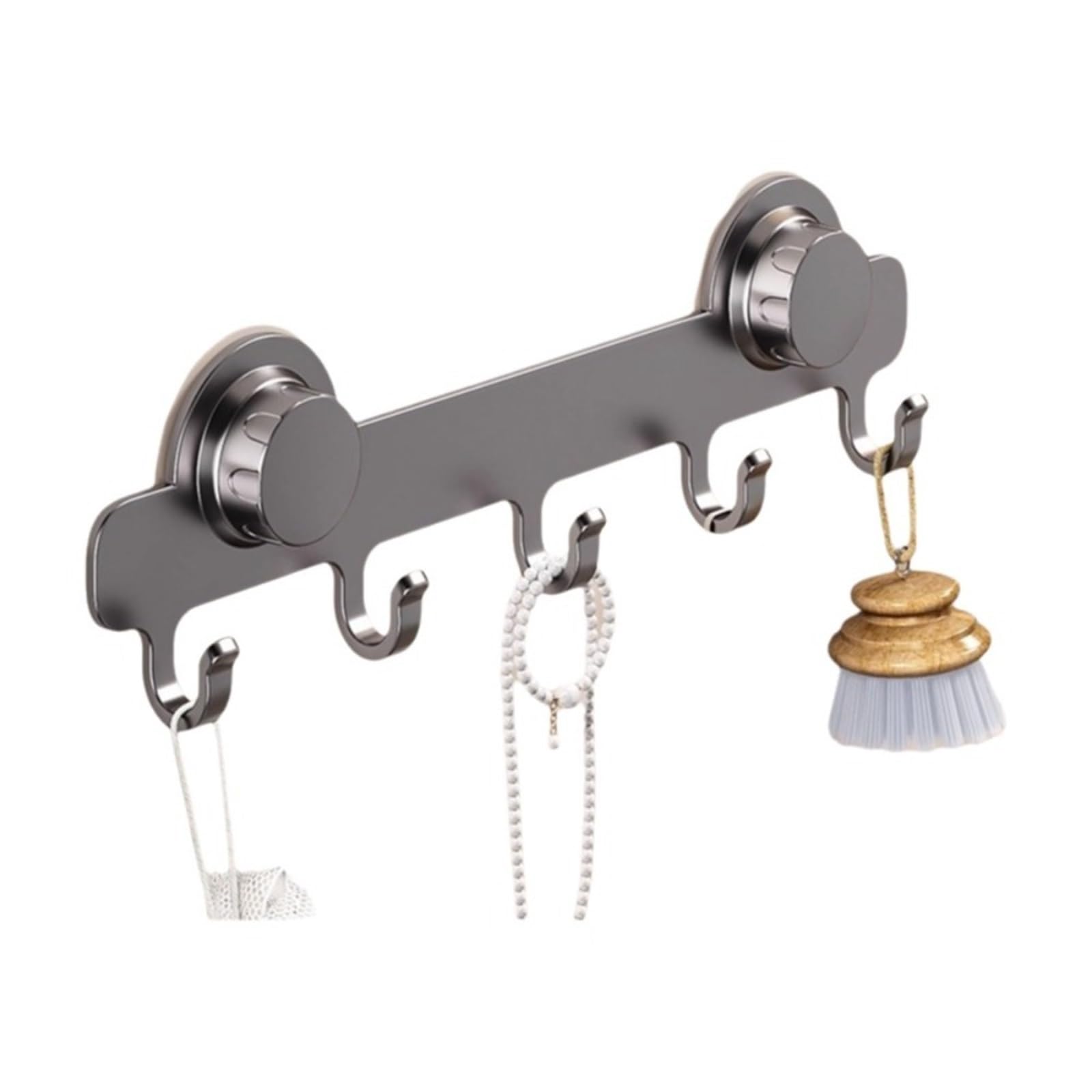 Ryqzhhy Grey 5 Hook Coat Hooks Suction Wall Hook Rack Waterproof Household Storage Hanger(Grey 5 Hook)