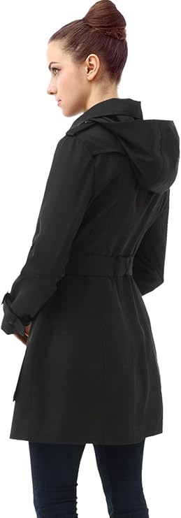 BGSD Women Leah Waterproof Hooded Mid Length Trench Coat