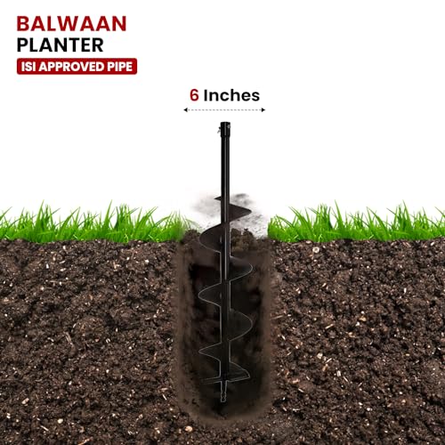 Image of BALWAAN Krishi 6-Inch Single Spiral Drill Planter | 15 cm /152 mm Post Hole Digger for Garden & Agricultural Use|PT-6