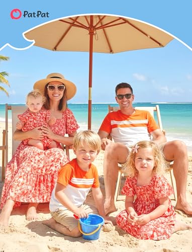 Image of PATPAT Family Matching Outfits Mommy and Me Dresses Floral Dress & T-Shirts | Mommy and Me Easter Dresses, Puff Sleeve Floral Sundress, Cotton Blend T-shirts, Couples Party Wedding Vacation Outfits