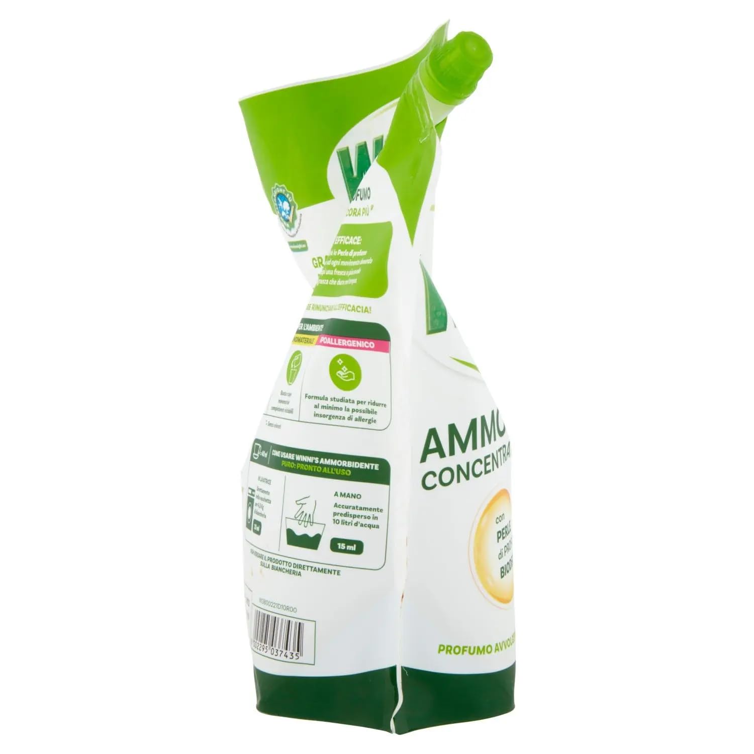 12x Winni's Naturel Ammorbidente Concentrato - Konzentrierter Weichspüler mit Patschuli und Argan 50 Wäschen - Beutel 1250ml + Beni Culinari Kostenloser Schlüsselanhänger