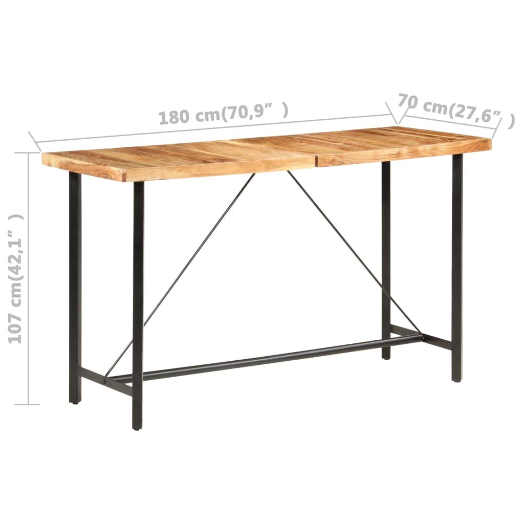 Stół do jadalni z drewna akacjowego, 180 x 70 x 107 cm, ze stalowymi nogami, stabilny stół składany, rozszerzalny, do kuchni, jadalni, gastronomii, ręcznie wykonany, rustykalny, trwały, z