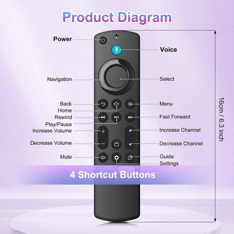 Image of Remote Control Replacement Compatible with Fire Smart TV Stick 4K Max(Lite /4K), for Insignia /Pioneer with Voice Control, for FireStick Remote TV Cube /Smart TV 3rd Gen