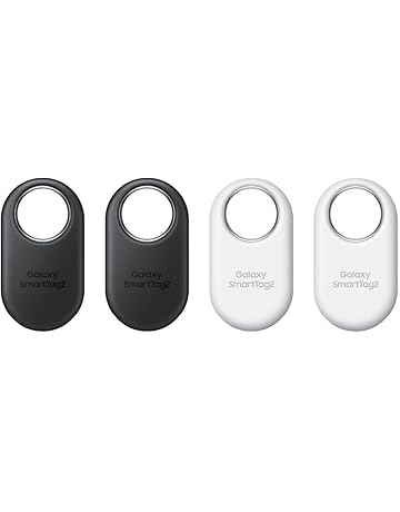 Samsung Galaxy SmartTag2 Bluetooth Tracker (4 Pack), Compass View AR, Find Lost Mode, 2 Black/2 White