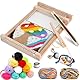 Bibykivn Webrahmen für Kinder, DIY Holz Webrahmen Set, 29x19cm Holz Kind-Webrahmen mit Farbige Wolle für Kinder, Schüler und Anfänger