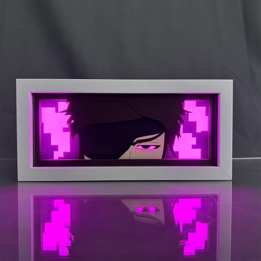 Zhongkaihua Aizen Sosuke Anime 3D Paper Carving Light Box RGB 7 Color Changing Anime Paper Sculpture Table Lamp for Bedroom Decor Bedside Lamp