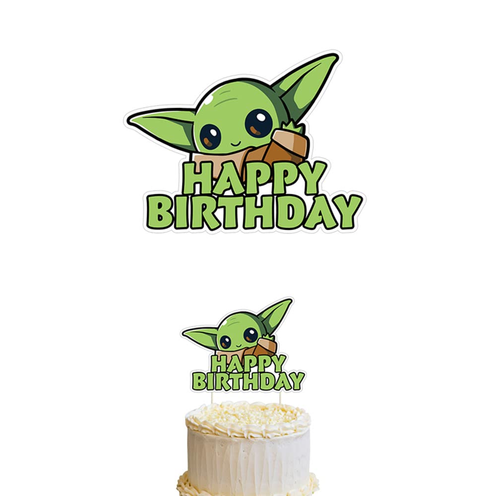 24 hours fitness Baby Yoda Cake Topper, Yoda Double Sided Glitter Cartoon Birthday Cake Topper Baby Yoda Theme Birthday Party Decorations And Supplies