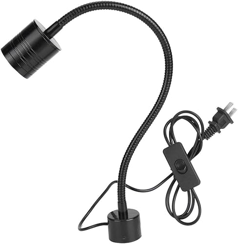 Luz de luz LED, luz de trabalho LED pescoço de ganso preta de 5 W con base magnética Redonda para CNC US Plug 110 V a 220 V