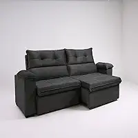 Sofá Compacto, Prático e Versátil 2 Lugares Reclinável e Retrátil Bel Veludo LIMOV Perfeito para Salas Pequenas (Cinza Chumbo)