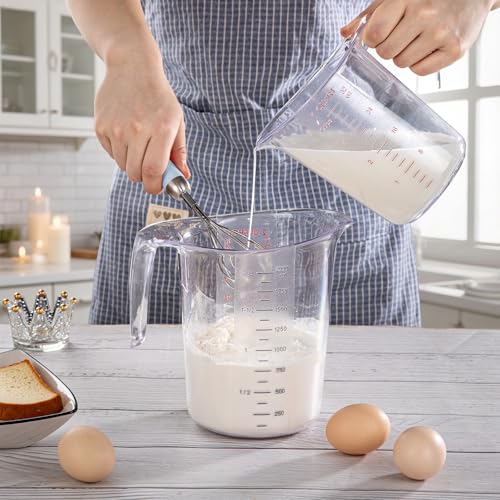 DaYammi Measuring Cups 2-Piece, Unbreakable Food-Grade Plastic Measuring Cup for Dishwasher, 4-Cup Nesting Liquid Measuring Cups for Prepping, Baking, Cooking, Readable Markings, Clear by DaYammi - Image 8