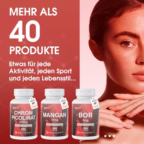 Biotin + Zink + Selen - 365 Tabletten - Haut, Haare & Nägel - Hochdosiert - 100% Vegan – Deutsche Produktion & Laborprüfung - NutriFair | Premium & Fair